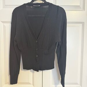 Reformation Black Ribbed Knit Top